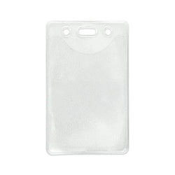 Clear Vinyl Vertical Badge Holder with Slot and Chain Holes - IDenticard.com