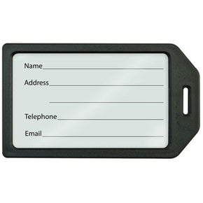 Black Rigid Plastic Luggage Tag Holder - IDenticard.com