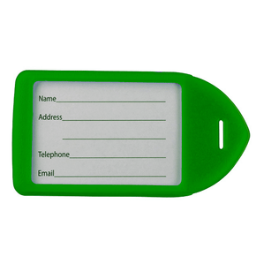 Rigid Plastic Neon Luggage Tag Holders, purple-green-orange-pink, 3-1/4" x 1-7-8" (insert), 2" x 4-1-2" (rear imprint)