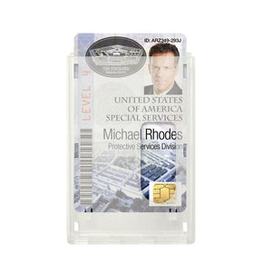 Rigid Vertical Two-Card Badge Holder with Thumb Slots, Credit Card Size