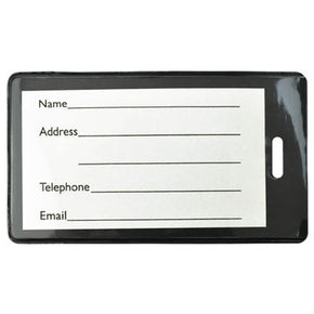 Black Semi-Rigid Plastic Luggage Tag Holder - IDenticard.com