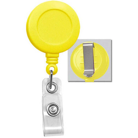Round Retractable Badge Reel with Clear Vinyl Strap, Slide Belt Clip (34