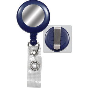Blue Badge Reel w. Silver Sticker, Reinforced Vinyl Strap & Belt Clip - IDenticard.com