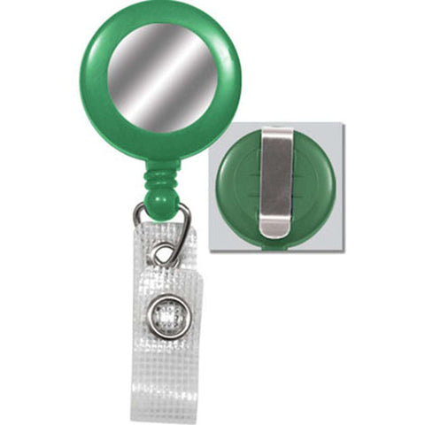 Round Retractable Badge Reel with Reinforced Vinly Strap, Silver Sticker, Belt Clip (34