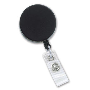 Black Chrome Badge Reel with Reinforced Vinyl Strap & Belt Clip - IDenticard.com