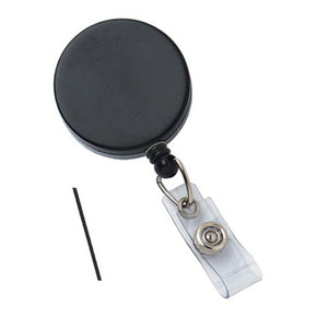 Black Chrome Badge Reel with Nylon Cord Vinyl Strap & Belt Clip - IDenticard.com