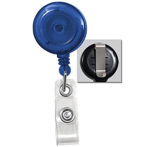 Translucent Round Badge Reel with Strap and Belt Clip - IDenticard.com