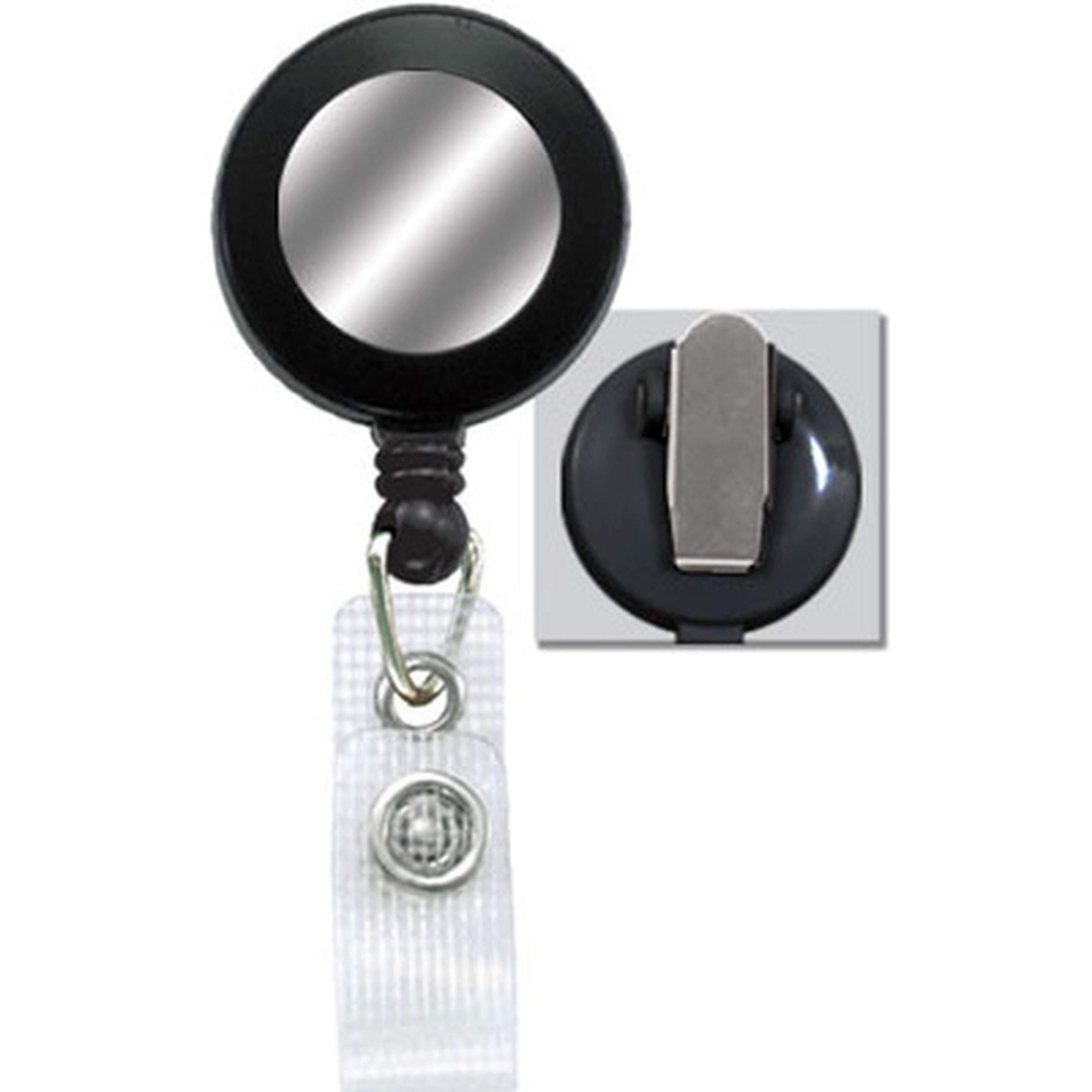 Black Badge Reel–Silver Sticker, Reinforced Vinyl Strap & Spring Clip Black Badge Reel–Silver Sticker, Reinforced Vinyl Strap & Spring Clip