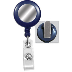 Blue Badge Reel with Silver Sticker, Clear Vinyl Strap & Spring Clip - IDenticard.com