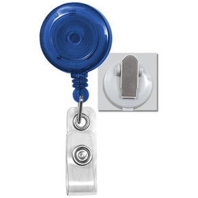 Translucent Blue Badge Reel with Clear Vinyl Strap & Spring Clip - IDenticard.com