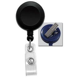 Black Round Badge Reel With Strap And Swivel Clip - IDenticard.com