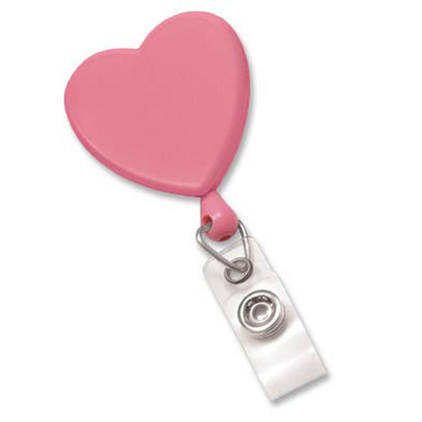 Pink Heart Retractable Badge Reel with Clear Vinyl Strap, Swivel  Clip(34Cord)