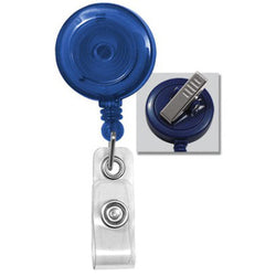 Translucent Blue Badge Reel [Clear Vinyl Strap & Swivel Spring Clip] - IDenticard.com