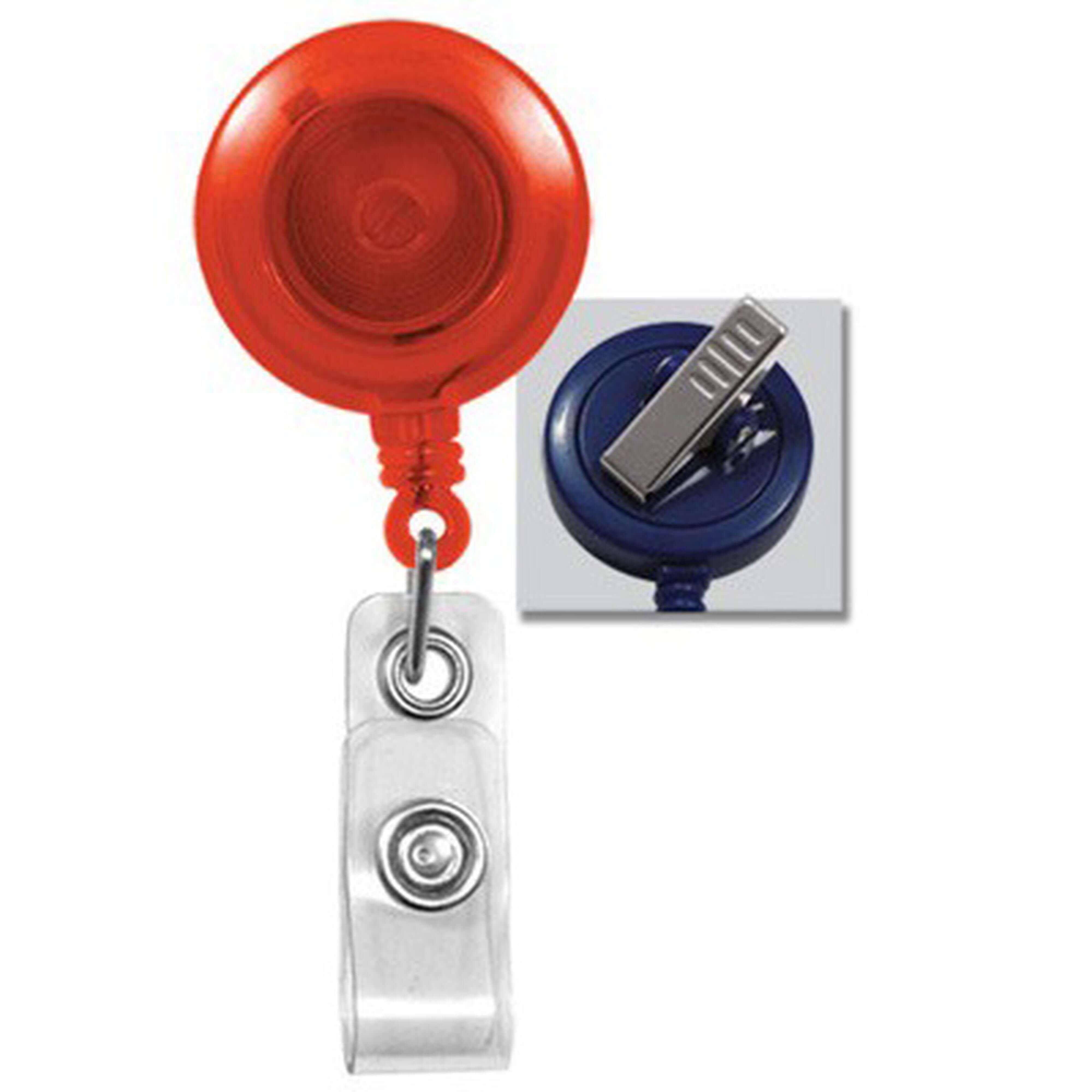 Round Translucent Retractable Badge Reel with Clear Vinyl Strap, Spring Clip (34 Round Translucent Retractable Badge Reel with Clear Vinyl Strap, Spring Clip (34
