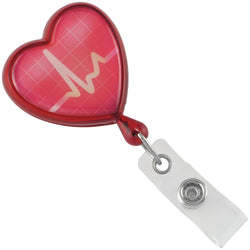Translucent Red EKG Themed Heart Shaped Reel - IDenticard.com