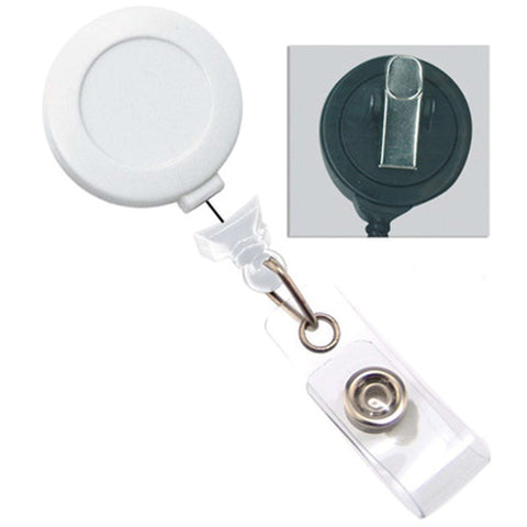Round Retractable Badge Reel with Clear Vinyl Strap, Swivel Spring Clip(34