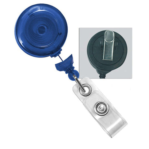 Round Retractable Badge Reel with Clear Vinyl Strap, Swivel Spring Clip(34