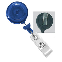 Translucent Blue Badge Reel w. Clear Vinyl Strap & Swivel Spring Clip - IDenticard.com