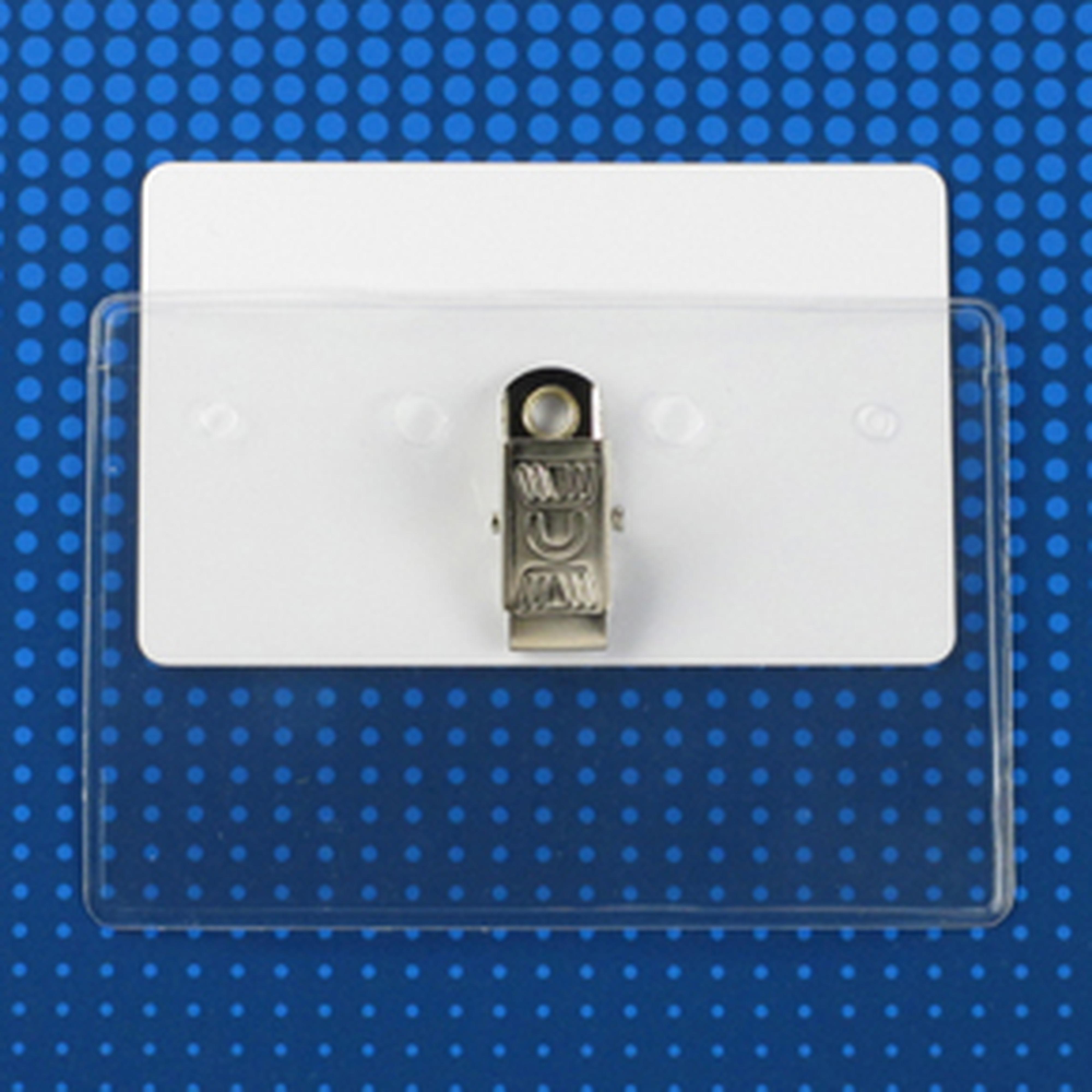 Flexible Horizontal Clip-on Badge Holder, Credit Card Size Flexible Horizontal Clip-on Badge Holder, Credit Card Size