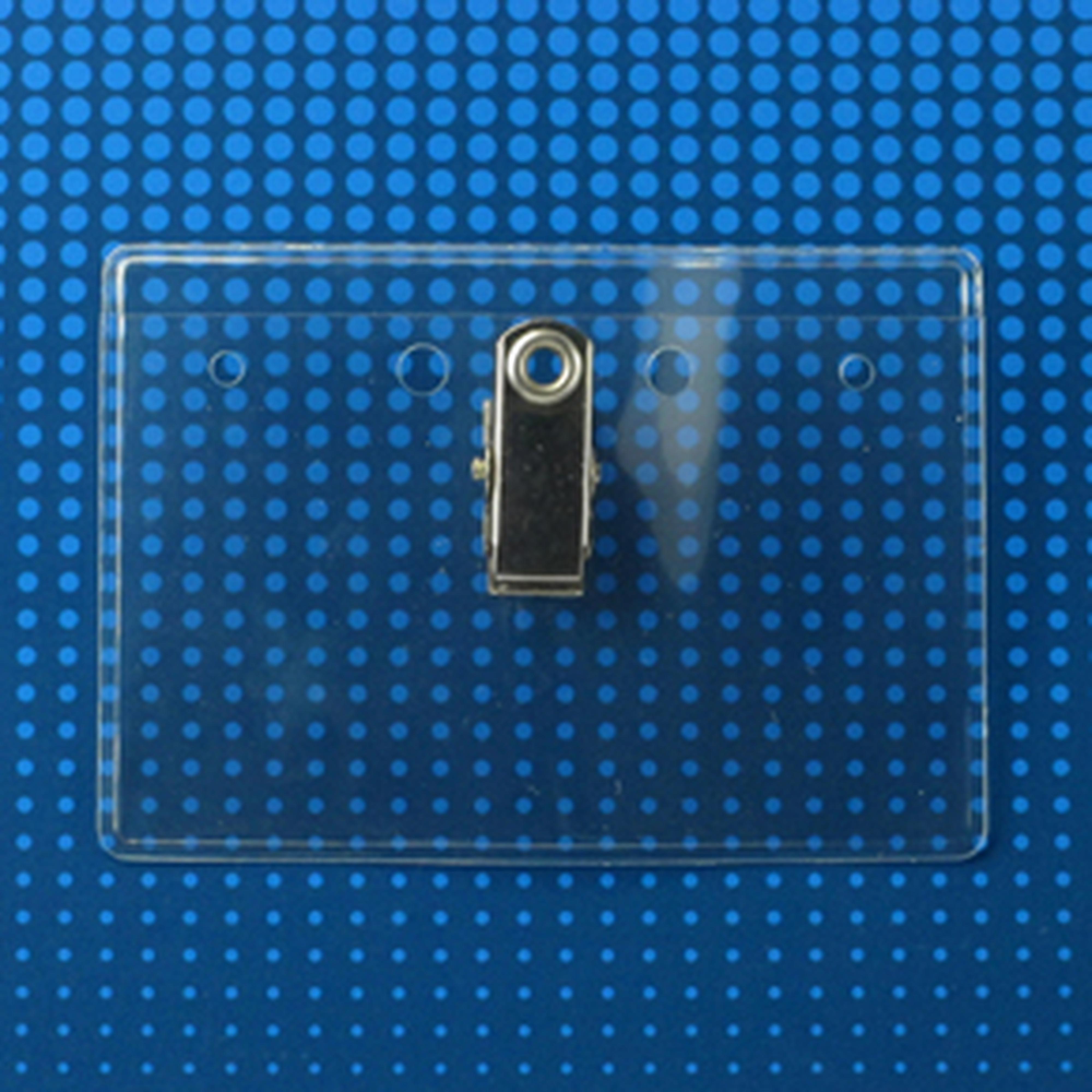Flexible Horizontal Clip-on Badge Holder, Credit Card Size Flexible Horizontal Clip-on Badge Holder, Credit Card Size