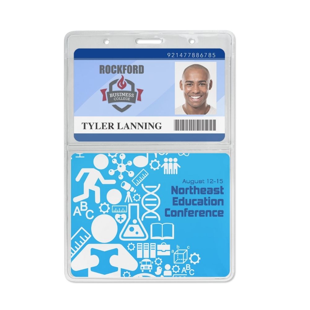 Flexible Horizontal Two-Pocket Badge Holder, Event Size Flexible Horizontal Two-Pocket Badge Holder, Event Size