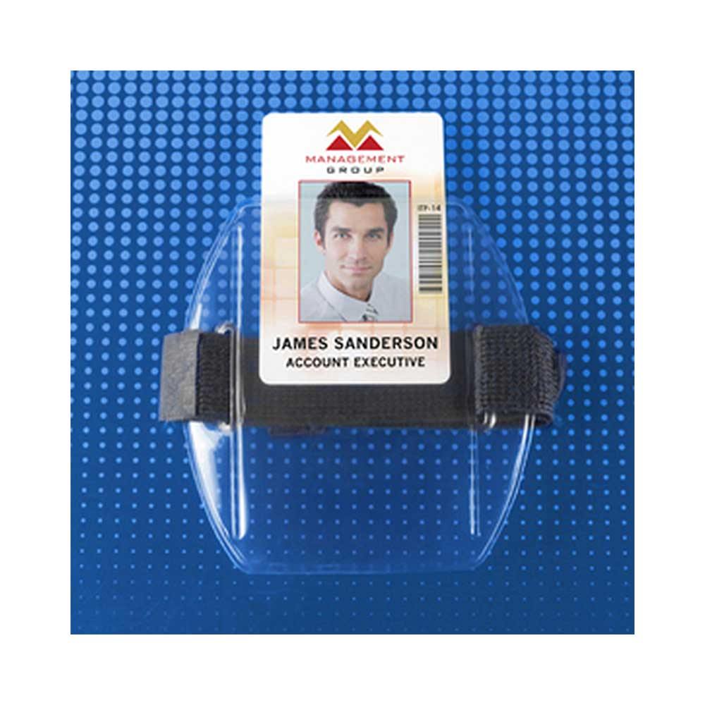 Clear Flexible Arm Band Badge Holder with Colored Strap, Credit Card Size Clear Flexible Arm Band Badge Holder with Colored Strap, Credit Card Size