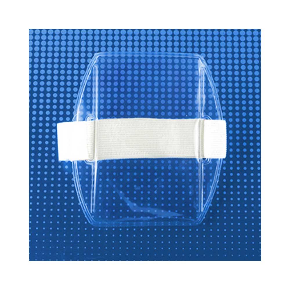 Clear Flexible Arm Band Badge Holder with Colored Strap, Credit Card Size Clear Flexible Arm Band Badge Holder with Colored Strap, Credit Card Size
