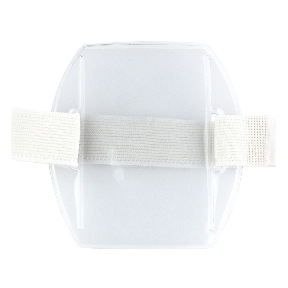 Clear Flexible Arm Band Badge Holder with Colored Strap, Credit Card Size Clear Flexible Arm Band Badge Holder with Colored Strap, Credit Card Size