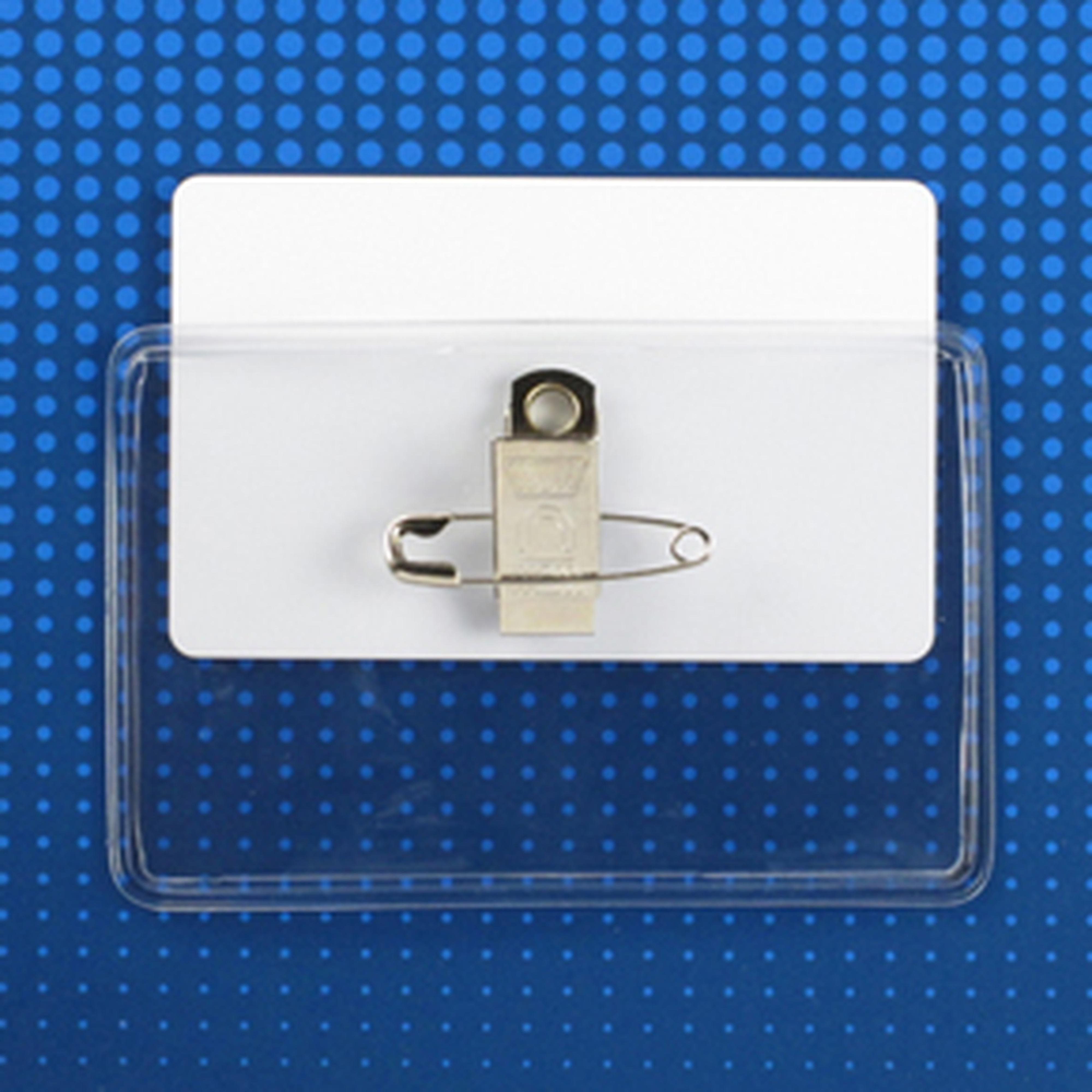 Premium Flexible Horizontal Pin and Clip-On Badge Holder, Credit Card Size Premium Flexible Horizontal Pin and Clip-On Badge Holder, Credit Card Size
