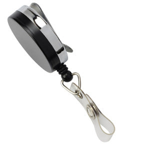 Metal Case Badge Reel with Nylon Cord Black - Chrome - IDenticard.com