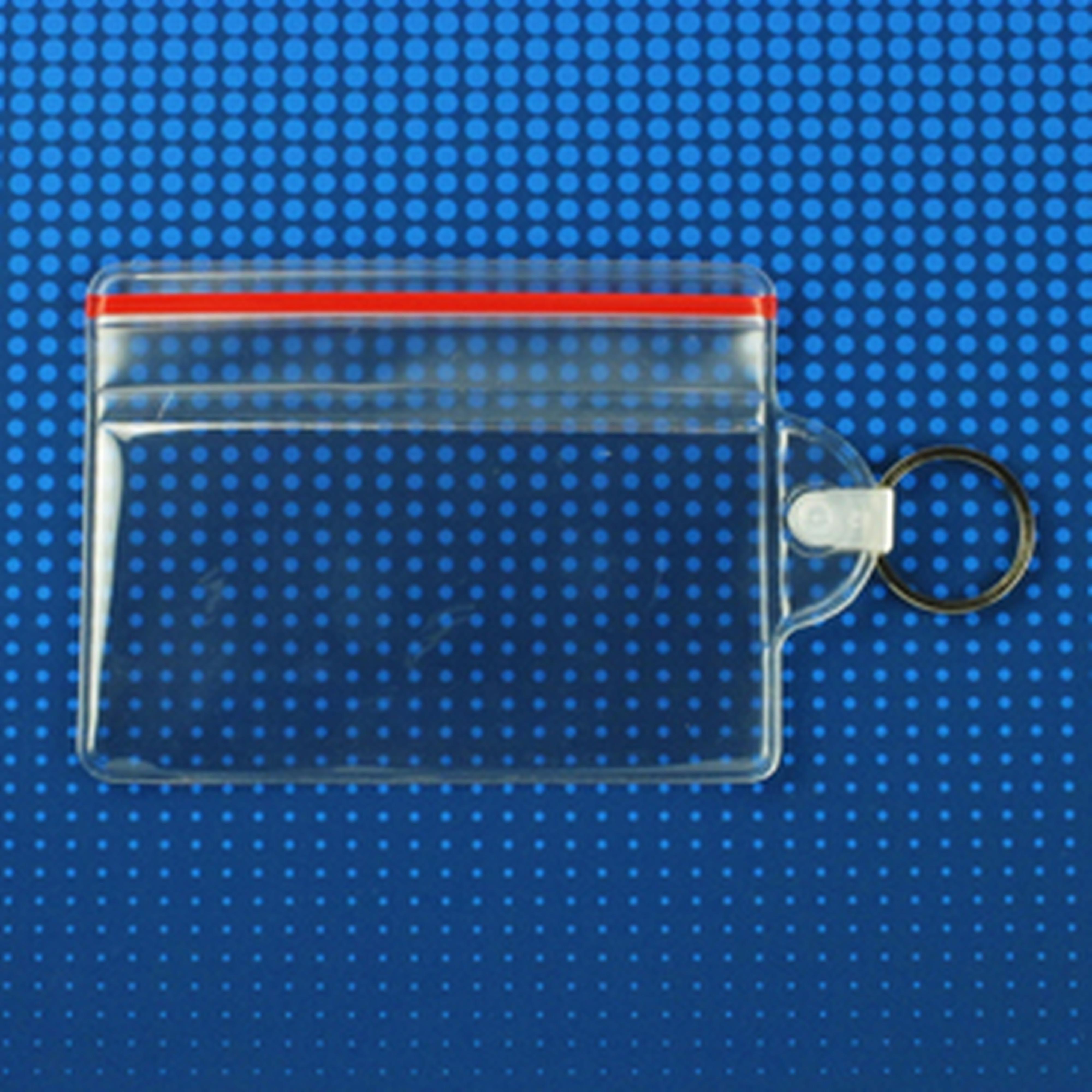 Flexible Badge Holder with Resealable Closure & Key Ring, Credit Card Size Flexible Badge Holder with Resealable Closure & Key Ring, Credit Card Size
