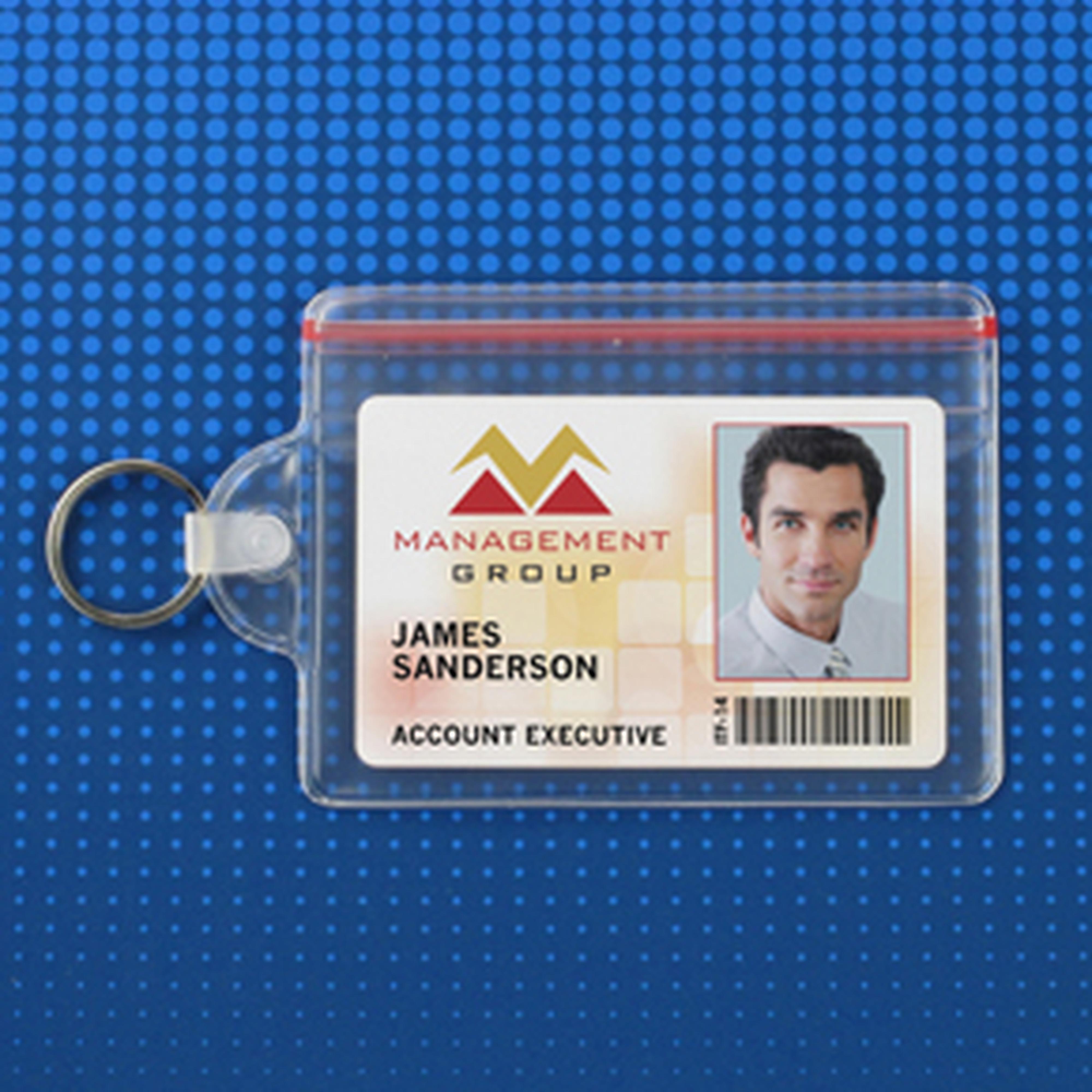 Flexible Badge Holder with Resealable Closure & Key Ring, Credit Card Size Flexible Badge Holder with Resealable Closure & Key Ring, Credit Card Size
