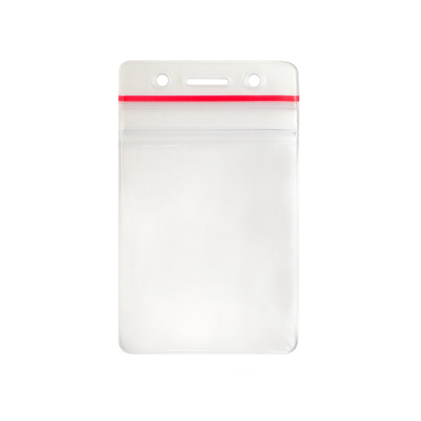 Flexible Vertical Badge Holder with Resealable Closure, Credit Card Si