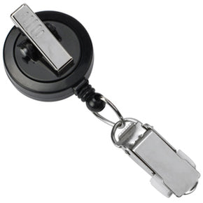 Black Round Badge Reel with Card Clamp and Swivel Clip - IDenticard.com