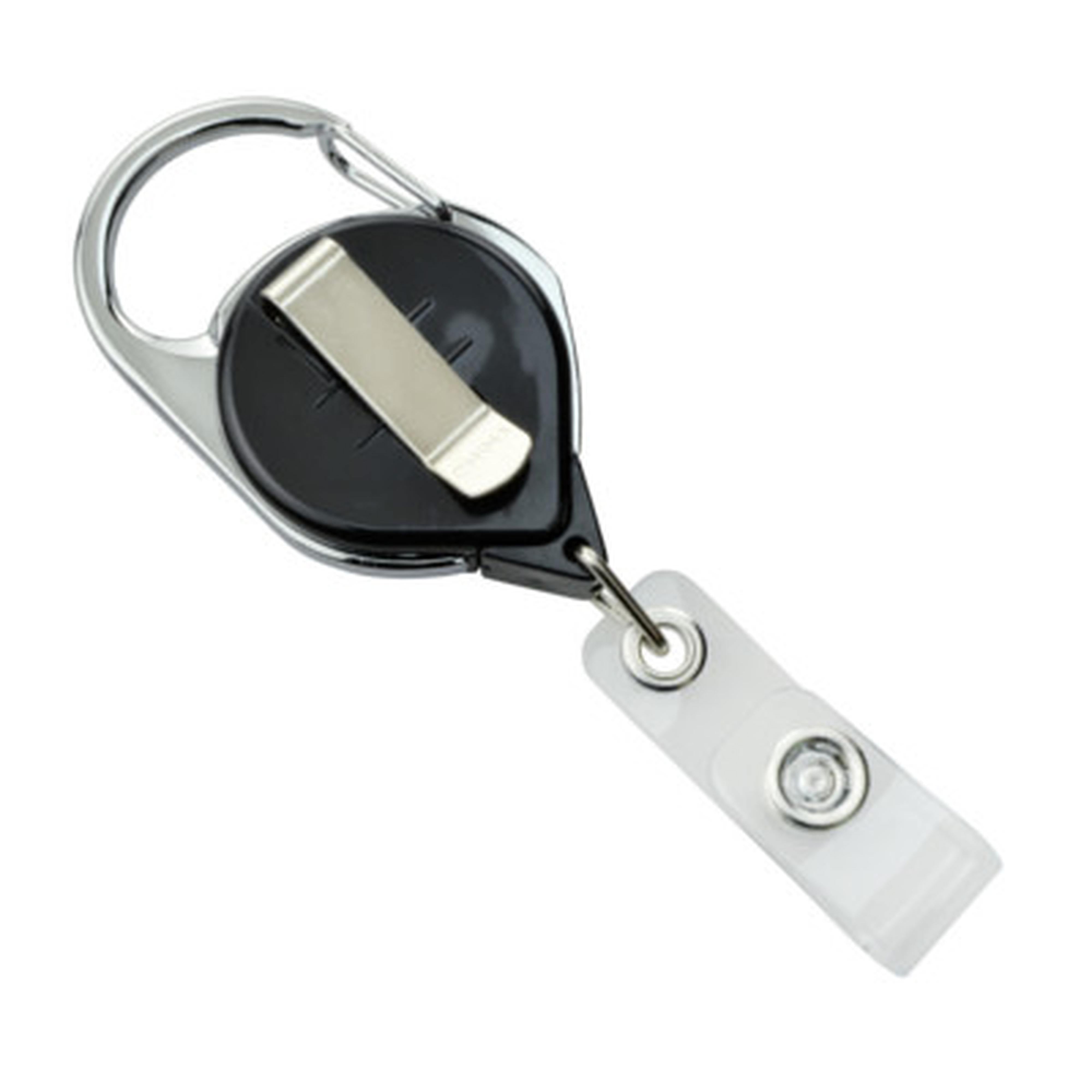 Carabiner Round Retractable Badge Reel with Clear Vinyl Strap (36 Carabiner Round Retractable Badge Reel with Clear Vinyl Strap (36