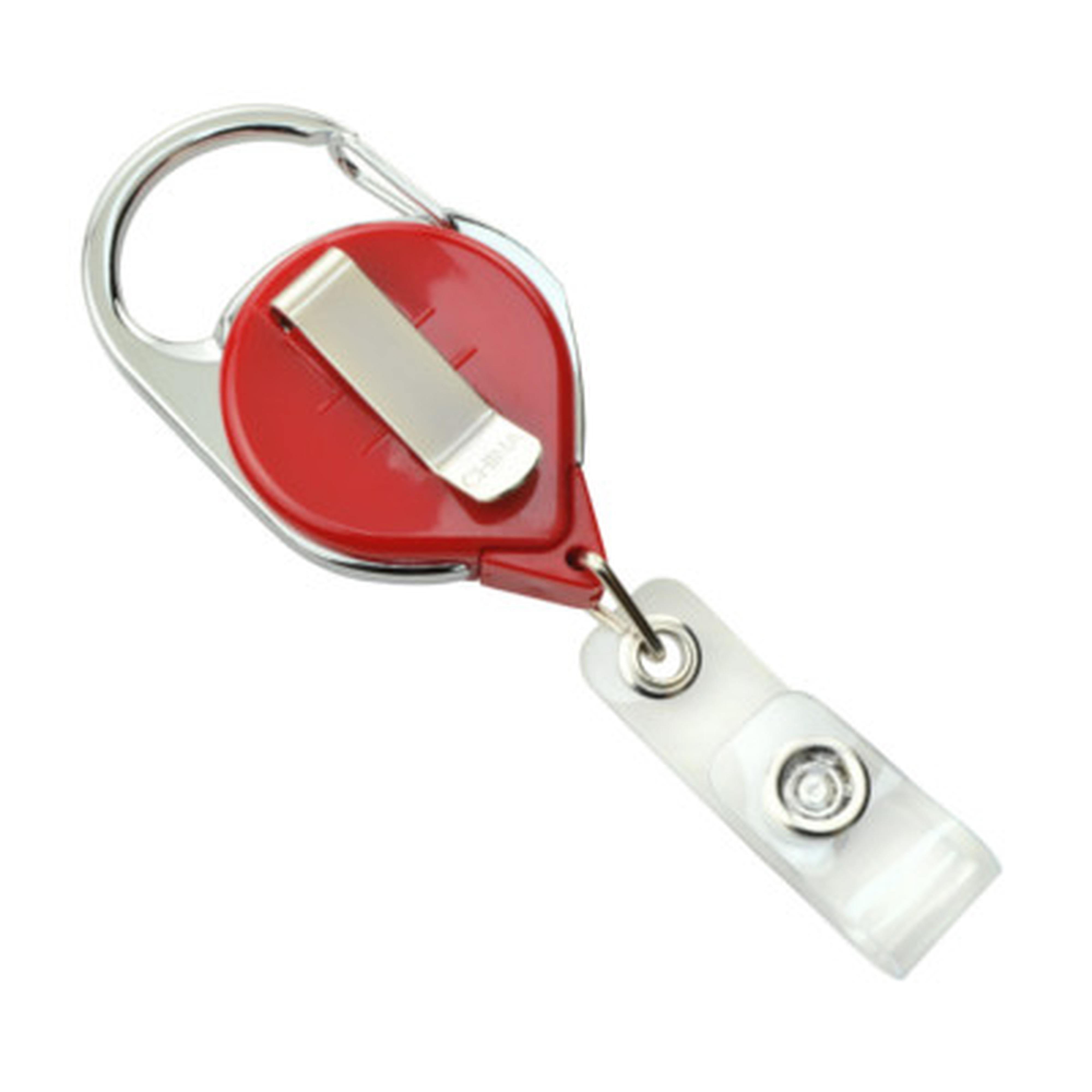 Carabiner Round Retractable Badge Reel with Clear Vinyl Strap (36 Carabiner Round Retractable Badge Reel with Clear Vinyl Strap (36