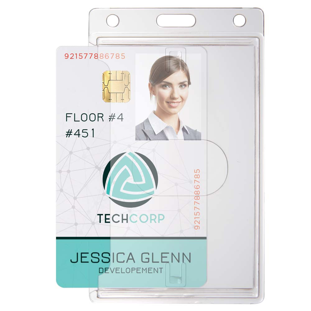 Rigid Side Loading Badge Holder with Thumb Slot, Credit Card Size Rigid Side Loading Badge Holder with Thumb Slot, Credit Card Size