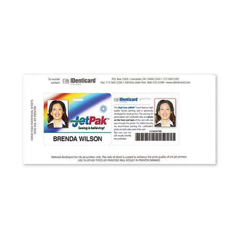 JetPak™ ID Credential Paper, Dual-Core, CR80 Credit Card Size Sheet, No Slot (20 Mil)