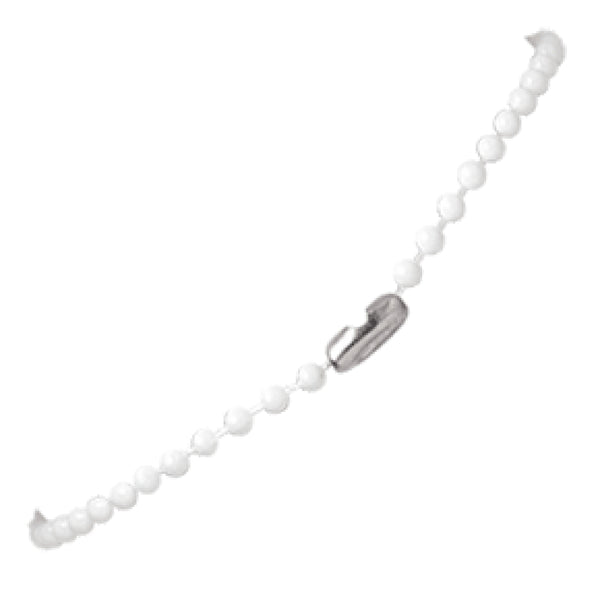 White 30" Plastic Bead Chain With Metal Connector