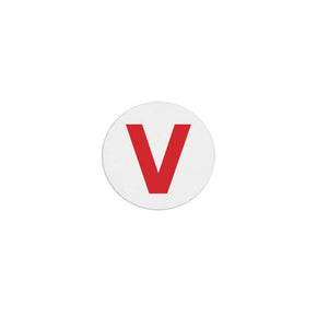 TIMEspot Expiring Visitor Badge FRONT - Pre-Printed "V" (Box of 1000) - IDenticard.com