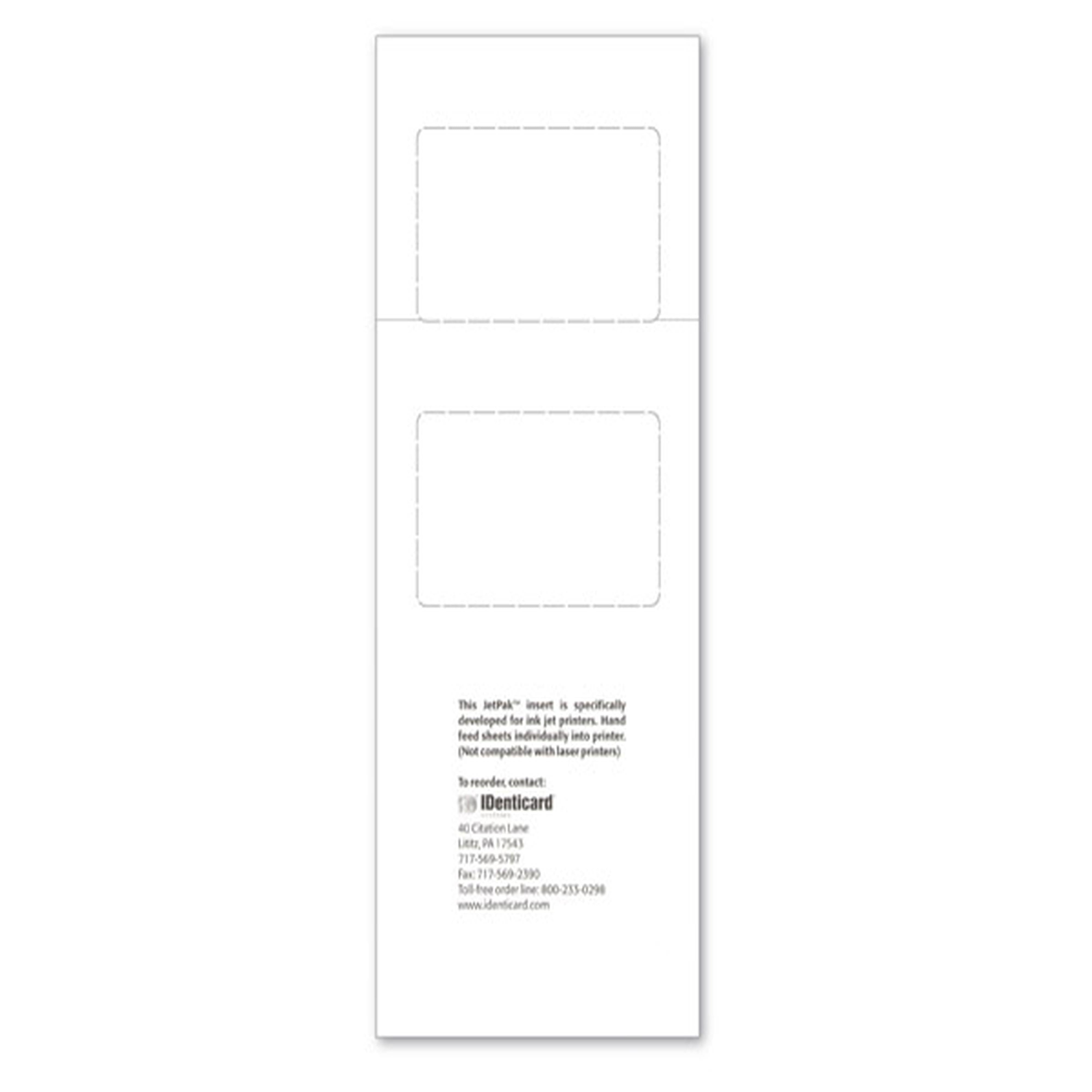 JetPak™ ID Credential Paper, Single-Core, CR80- Credit Card Size Sheet, No Slot (14 Mil ) JetPak™ ID Credential Paper, Single-Core, CR80- Credit Card Size Sheet, No Slot (14 Mil )