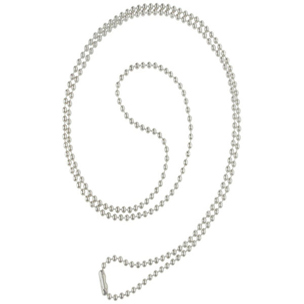 White 30" Plastic Bead Chain With Metal Connector