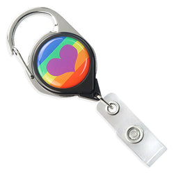 Black Badge Carabiner with Pride colors and heart | IDenticard.com