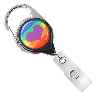 One Love Pride Carabiner Badge Reel with Strap and Clip