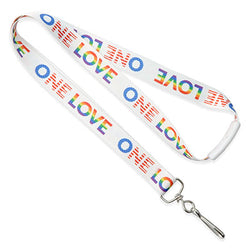 White pre-printed lanyard with 