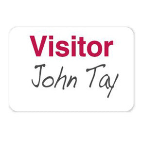 Non-Expiring Visitor Badge -  Adhesive, Hand-Writable (Pack of 1000) - IDenticard.com