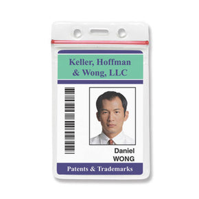 Clear Vinyl Vertical Badge Holder with Resealable Top, 2.38" x 3.875," Pack of 100 - IDenticard.com