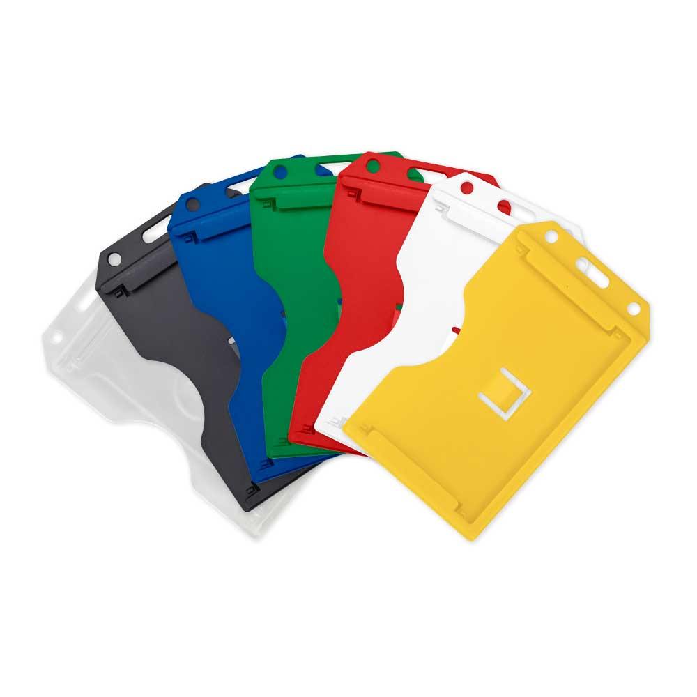 Acetate 2-Sided Rigid Multi-Card Badge Holder Green / Vertical