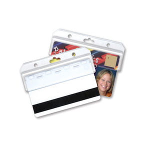 Frosted Rigid Plastic Horizontal Half-Card Holder, 3.38" x 1.4" - IDenticard.com