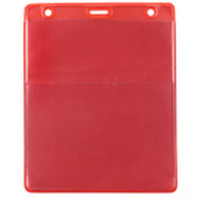 Vinyl Vertical Credential Wallet with Slot & Chain Holes [Red] - IDenticard.com